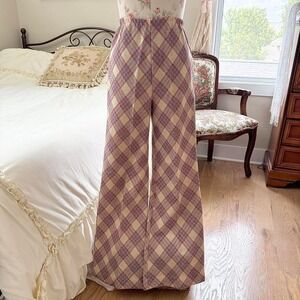 plaid flare pants  70s plaid flare pants